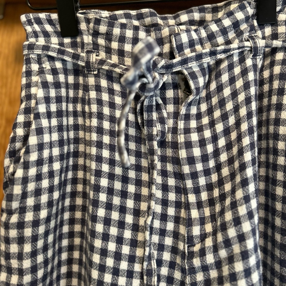 Abercrombie & Fitch Women’s XS Black White Gingham Linen Blend Wide Leg - Picture 3 of 15